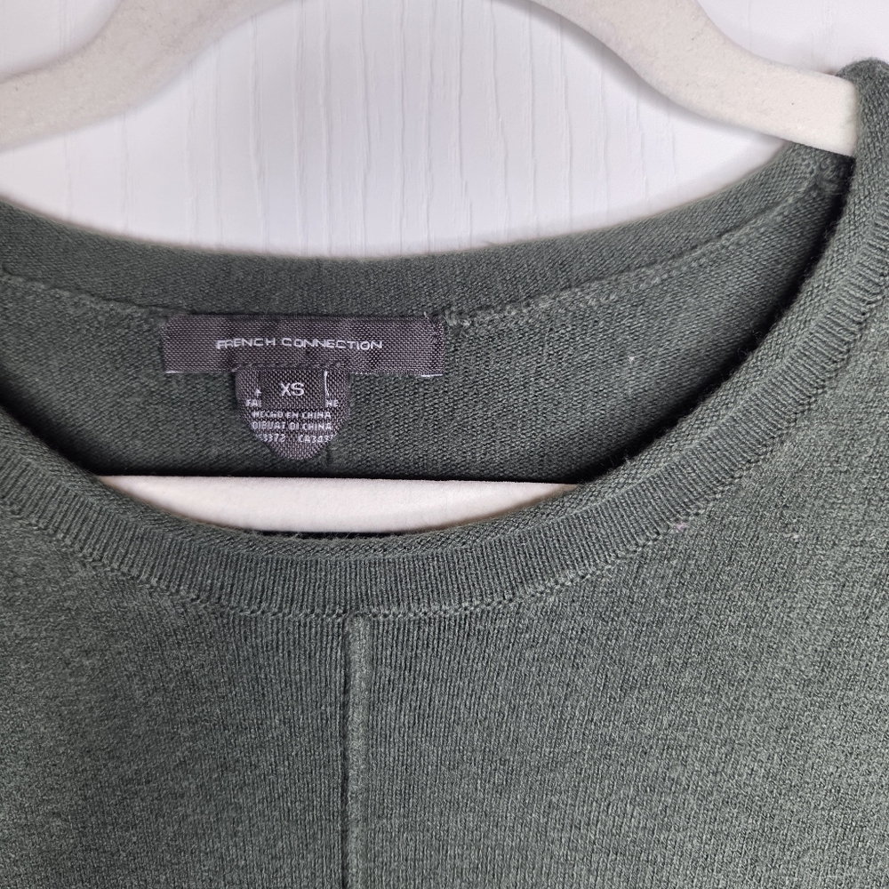 French Connection Dark Olive Crewneck Sweater-Size XS - Picture 2 of 12